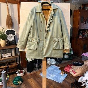 Men's Military Field Jacket in Light Olive with Sherpa Lining